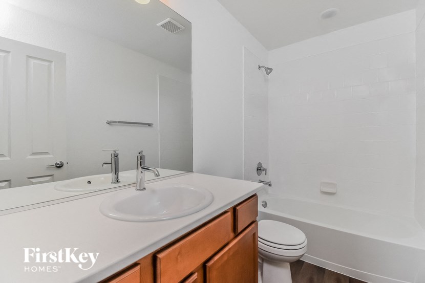 a bathroom with a sink and a toilet and a shower