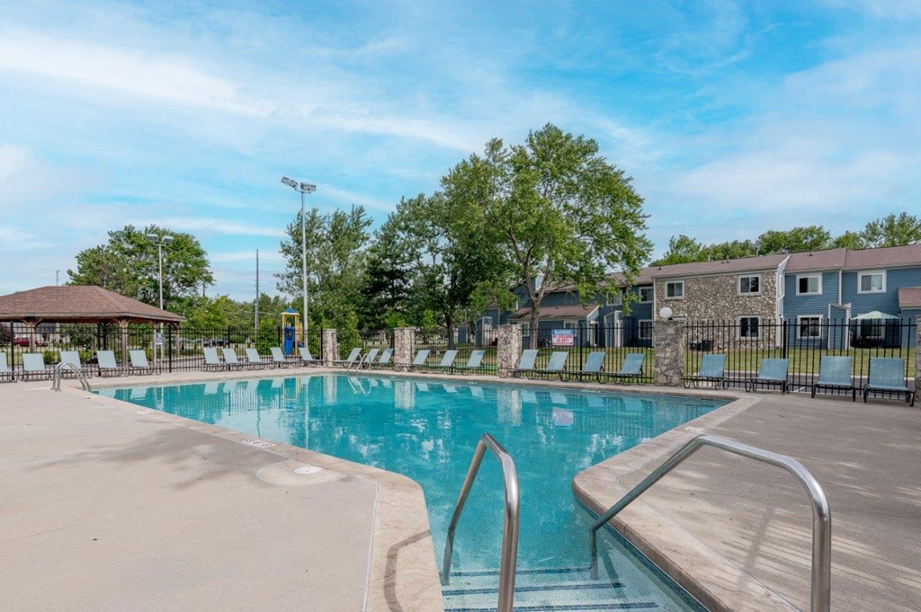 the swimming pool at the apartments for rent