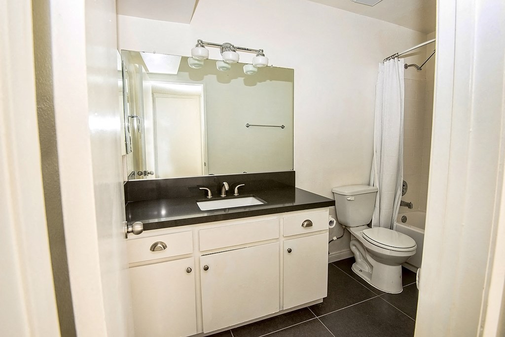 a bathroom with a sink toilet and a mirror