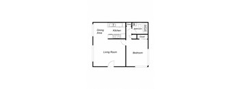 1 Bedroom floor plan for Atrium Court Apartments