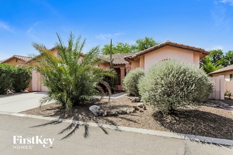 A house with a palm tree in front of it.