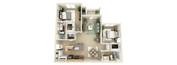 2 bedroom 2 bathroom floor plan at the Haven at Knob Creek Johnson City, TN