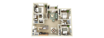 3 bedroom 2 bathroom floor plan at the Haven at Knob Creek Johnson City, TN