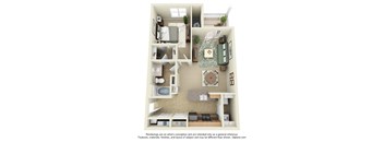 1 bedroom Magnolia floor plan at the Haven at Reed Creek Apartments Martinez, GA