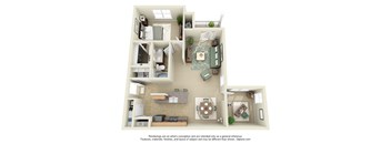 1 bedroom with den Camelia floor plan apartment at the Haven at Reed Creek Martinez, GA