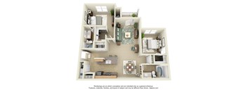 2 bedroom Azalea floor plan apartment at the Haven at Reed Creek Martinez, GA
