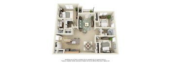 3 bedroom Redbud floor plan apartment at the Haven at Reed Creek Martinez, GA