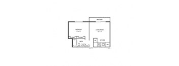1 Bed 1 Bath The Willow Floor Plan at Coach House, Chelmsford, MA