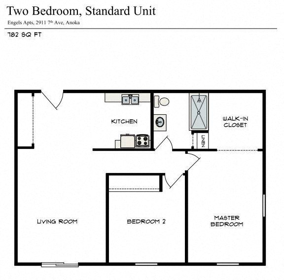 2 Bedroom, 1 Bathroom