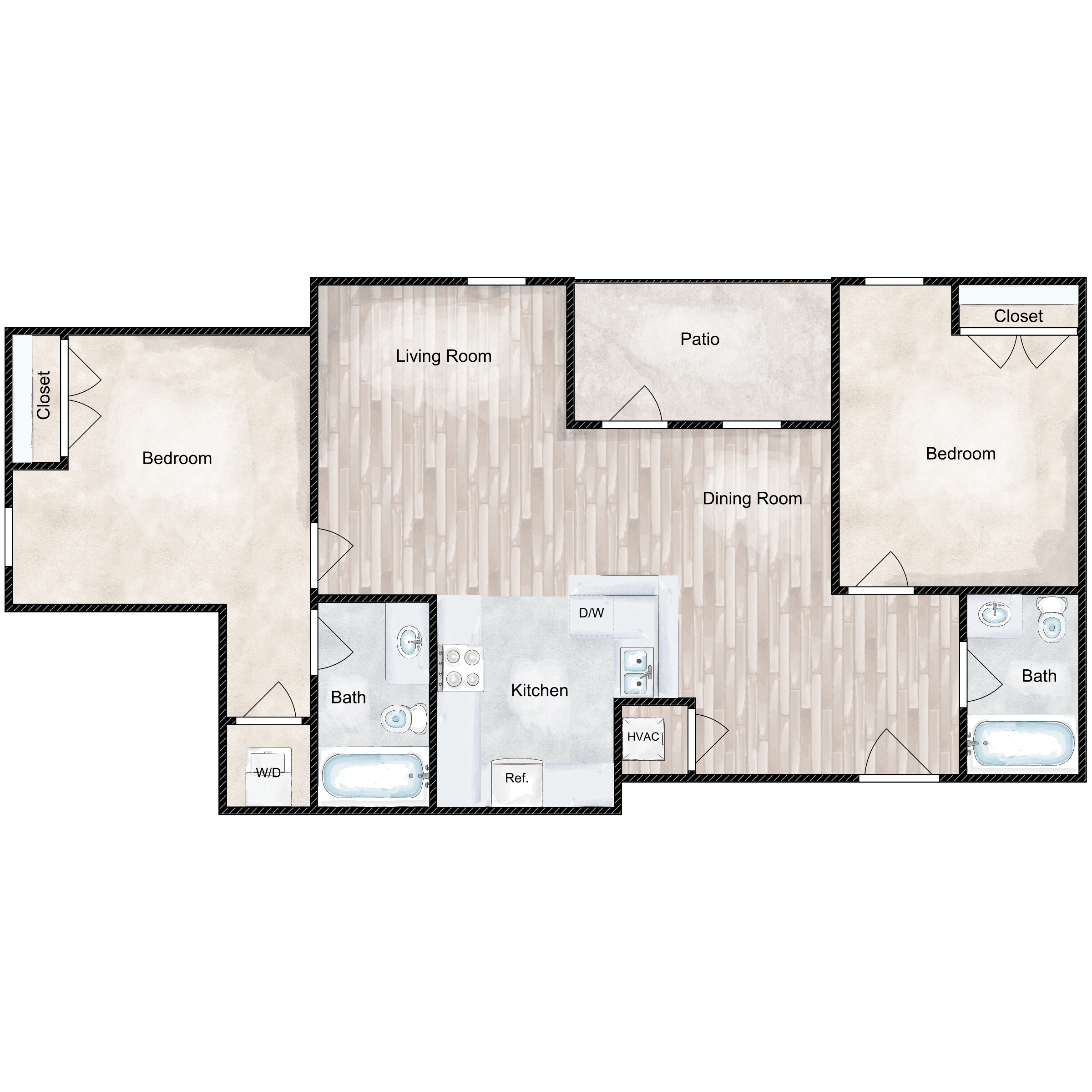 The Arlee - 2x2 868 Sq Ft