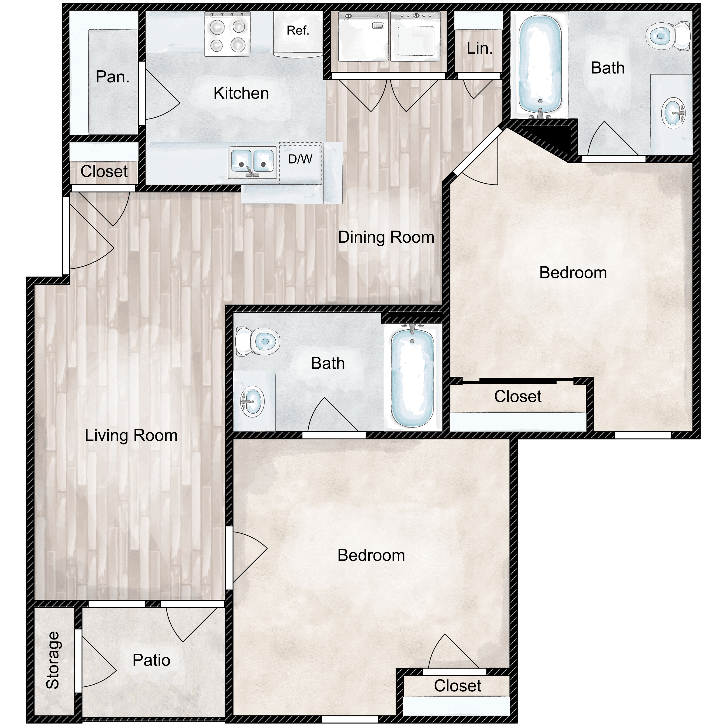 The Quinns - 2x2 900 Sq Ft