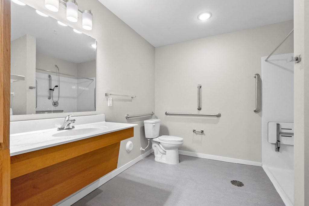 a bathroom with a toilet and a sink and a mirror