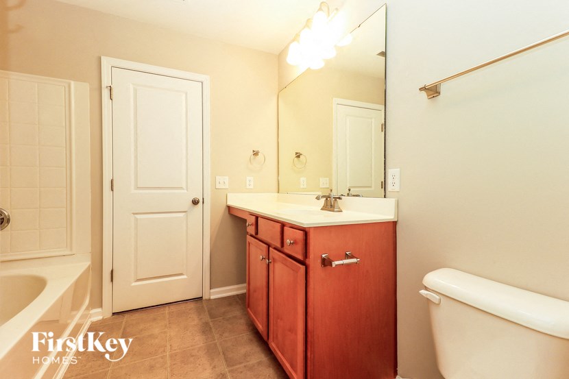 a bathroom with a sink and a mirror and a toilet