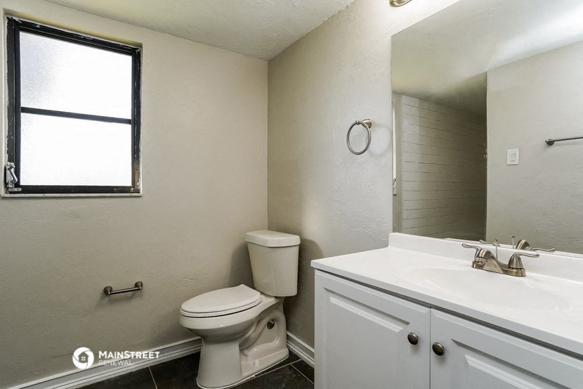 a bathroom with a toilet and a sink and a mirror