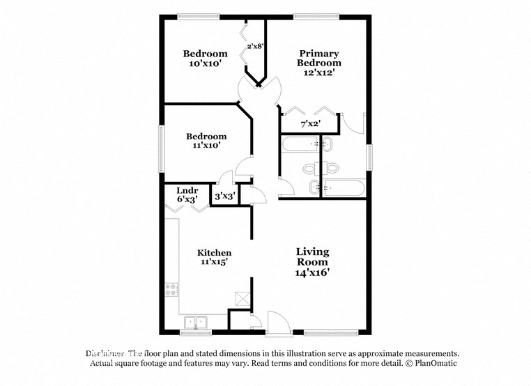 this diagram shows the floor plan for a bedroom apartment