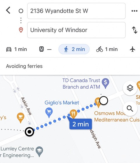a screenshot of a cell phone screen with a map and google maps