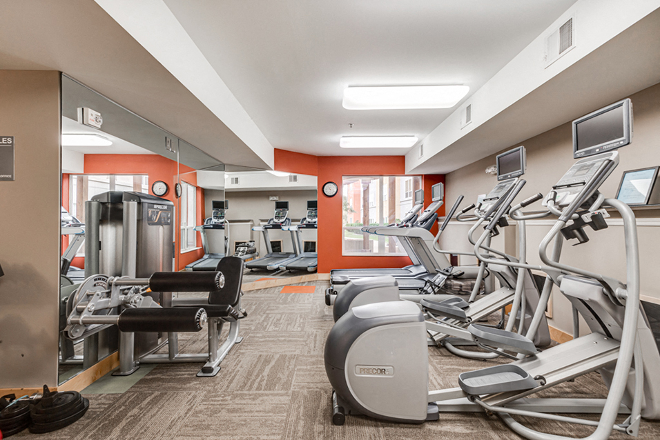 Fitness room with various equipment