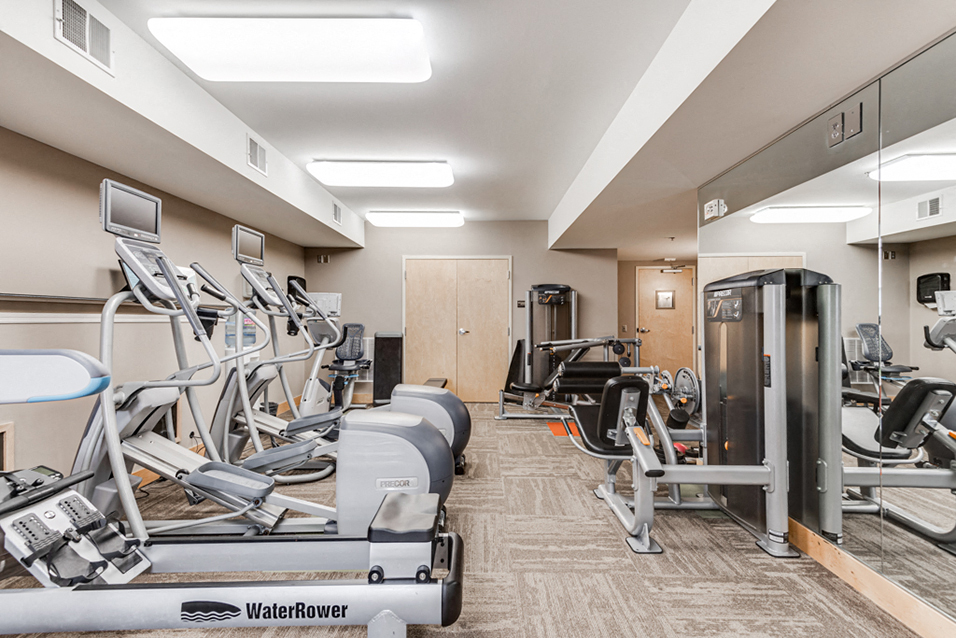 Fitness room with various equipment