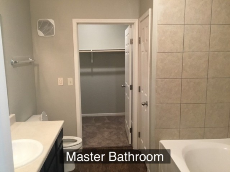 a bathroom with a sink and a toilet and a bath tub