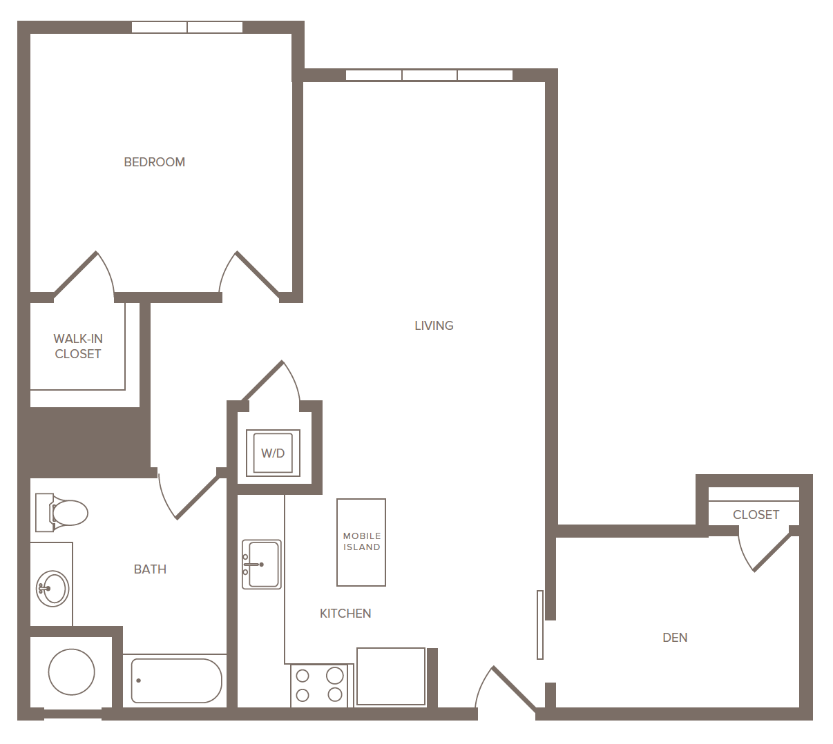 1 Bed/1 Bath Den-O