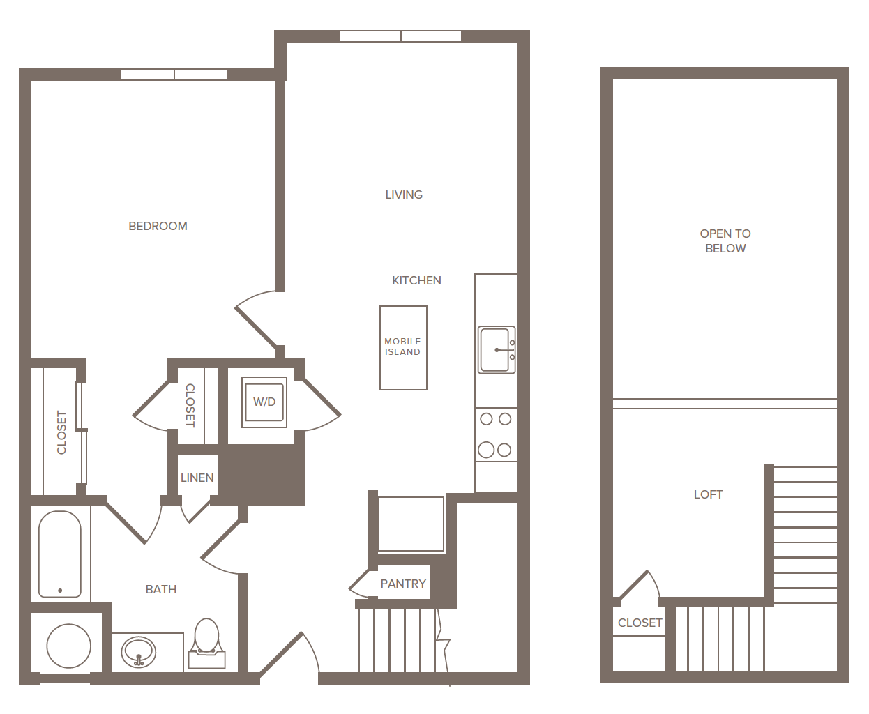 1 Bed/1 Bath Loft-G