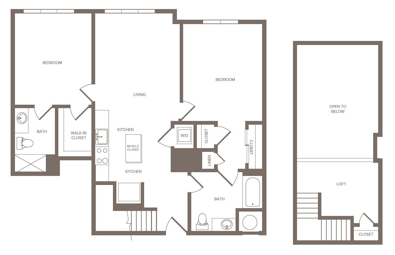2 Bed/2 Bath Loft-E