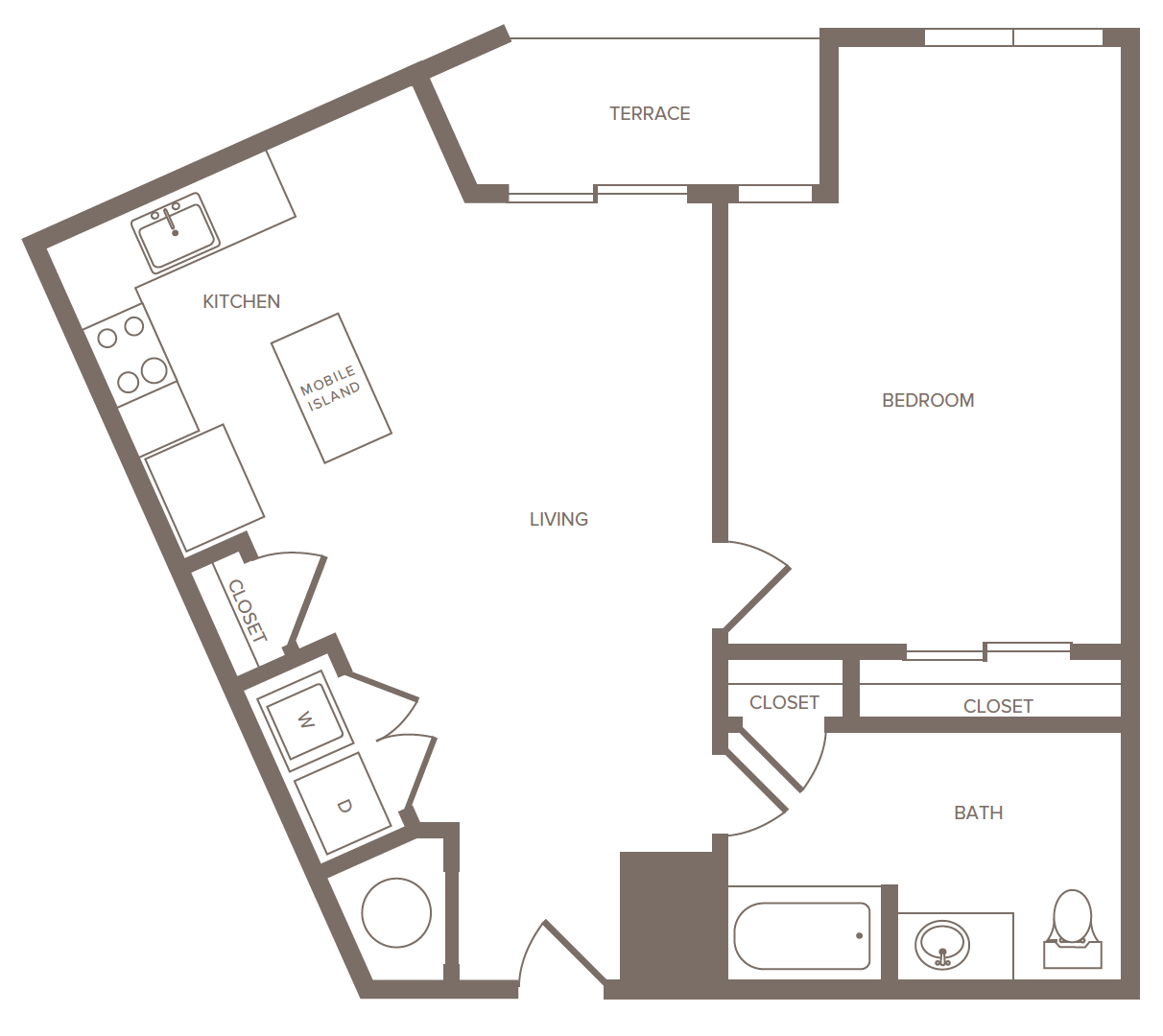 1 Bed/1 Bath-H
