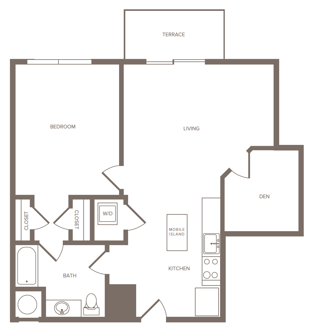 1 Bed/1 Bath Den-L