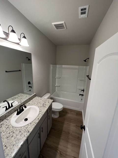 a bathroom with a sink and a toilet and a shower