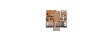 2 Bedrooms, 1 Bathroom