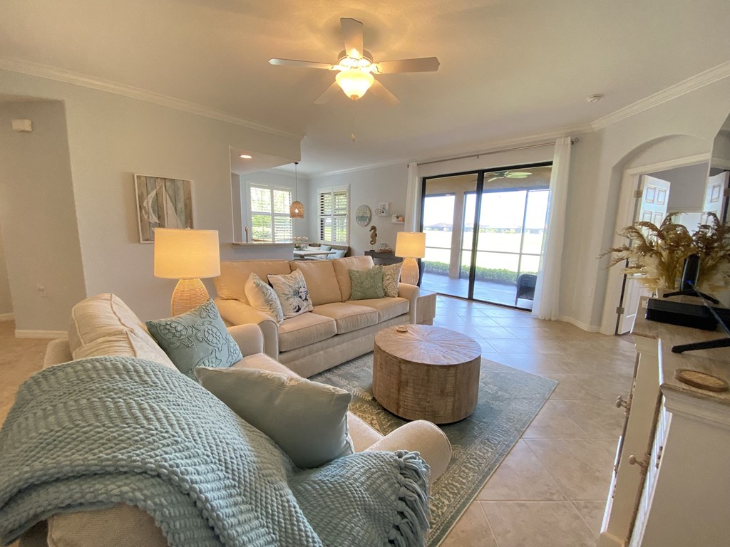 a living room with a couch and a coffee table