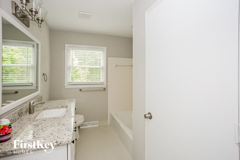 a bathroom with a sink and a toilet and a bath tub