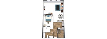 One Bedroom Vista Floor Plan at The Lofts at Shillito Place, Cincinnati, Ohio