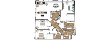 Three Bedroom Flat Floor Plan at The Lofts at Shillito Place, Cincinnati, OH, 45202