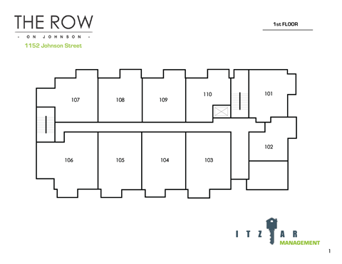A black and white image of a building floor plan for 1152 Johnson Street.