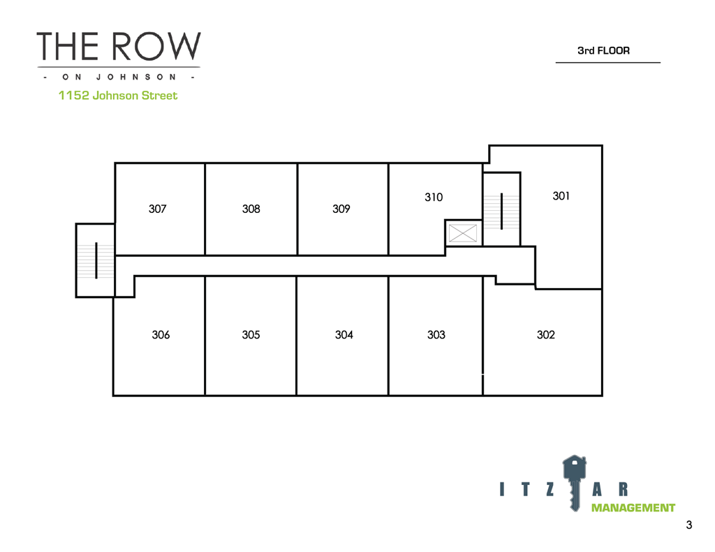 A black and white image of a building layout for 1152 Johnson Street.