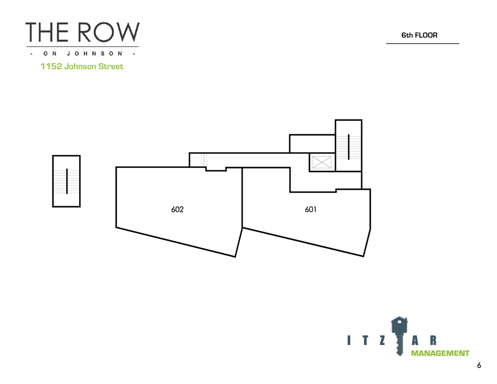 A black and white image of a building layout for The Row on Johnson.