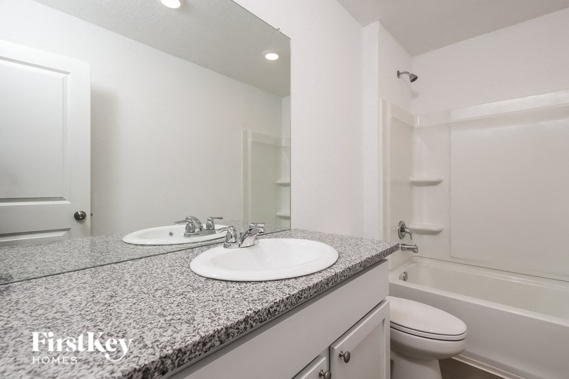 a bathroom with a sink and a toilet and a mirror