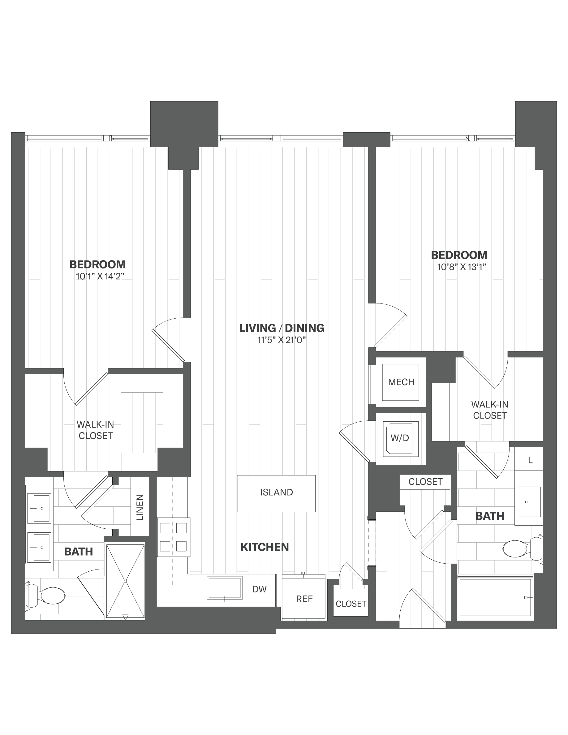 2B1 - 2 Bed/2 Bath