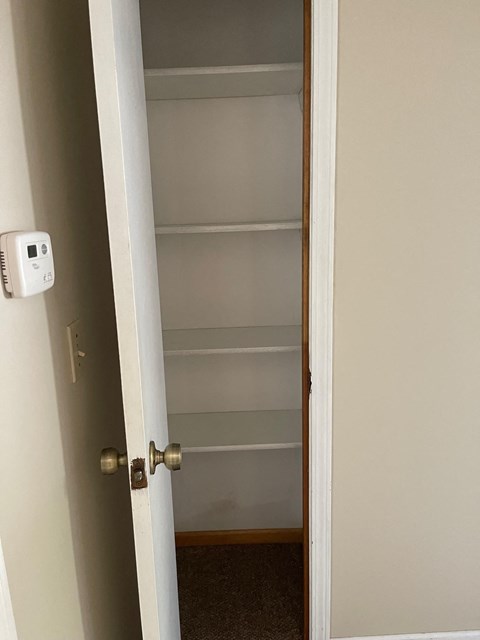 the closet is empty and the door is open