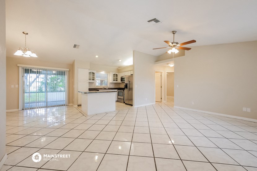 the living room and kitchen are clean and ready to use