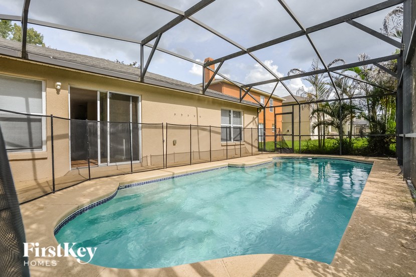 A swimming pool in a residential area.