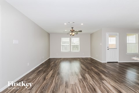 the living room is clean and ready to move in