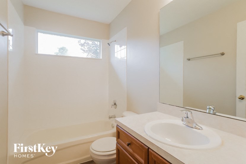 a bathroom with a sink and a toilet and a mirror