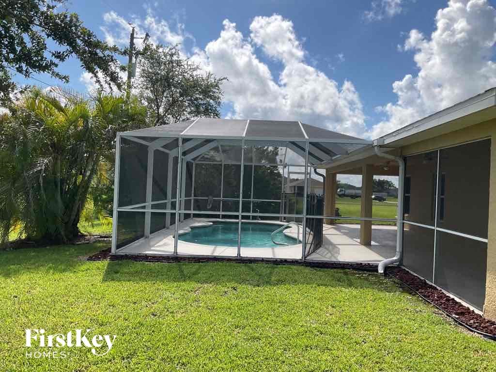 A Firstkey Homes branded image of a pool enclosure.