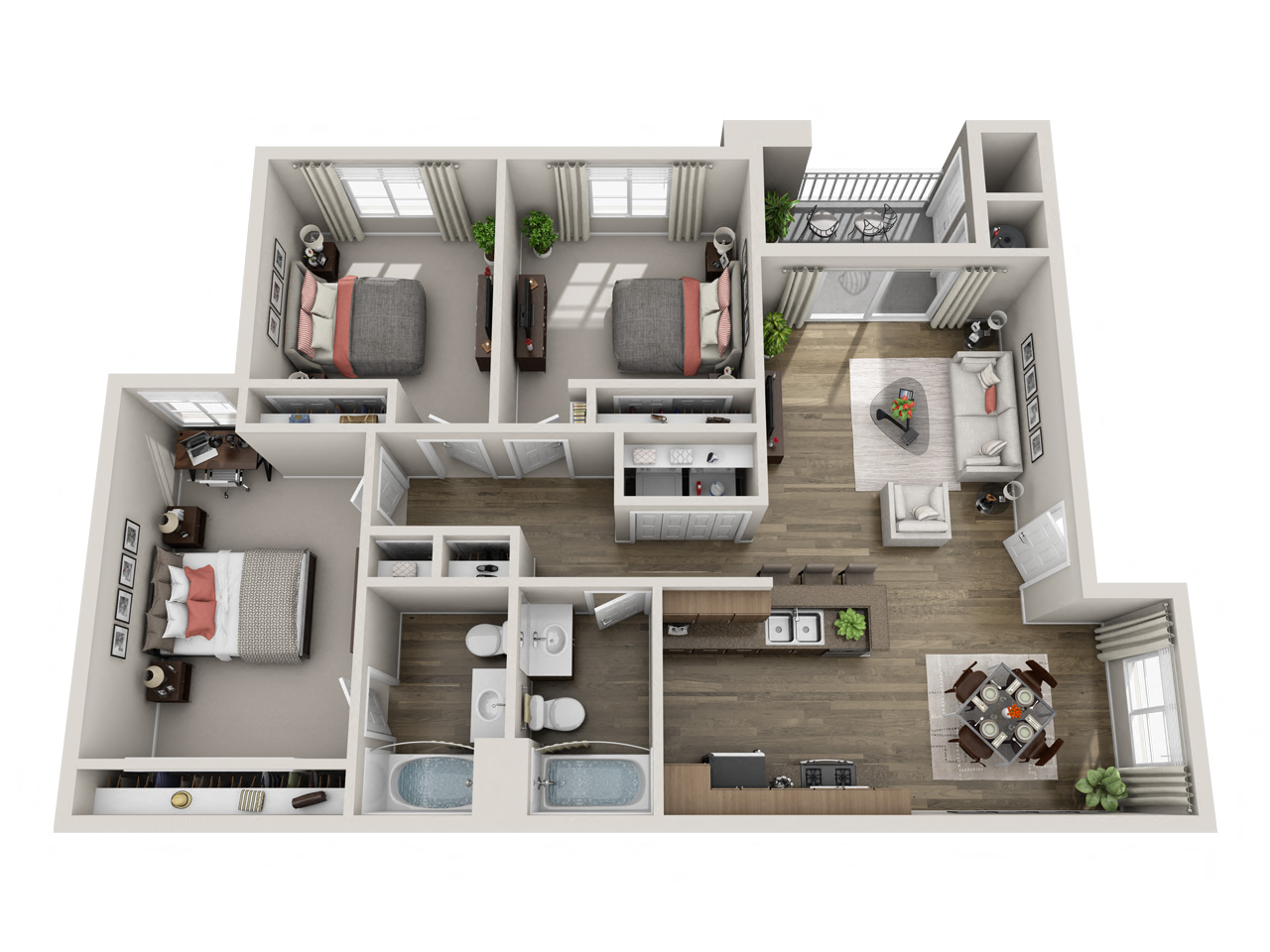 Barcelona - 3 bed 2 bath - 1335 sqft