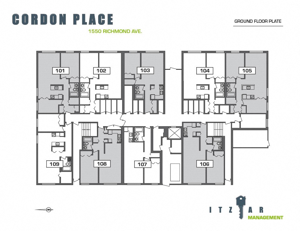 A floor plan for a building at 1550 Richmond Ave.