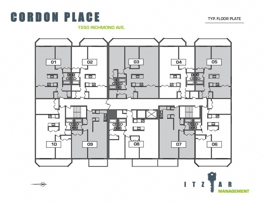 A floor plan for Cordon Place at 1550 Richmond Ave.