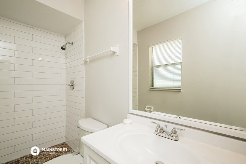 a bathroom with a sink and a toilet and a mirror