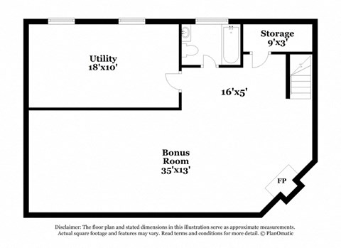 a floor plan of a house with a bedroom and a bonus room